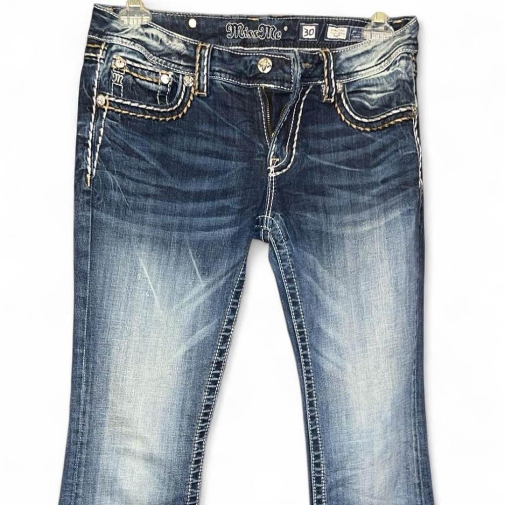 Miss Me Faded Blue Skinny Jeans with Contrast Stitching